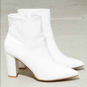 White Croc Ankle Heeled Boots